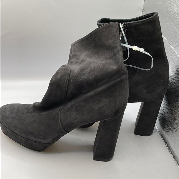 VERO CUOIO side zip suede booties, made in Italy, grey, size 38 (7), - Picture 2 of 10
